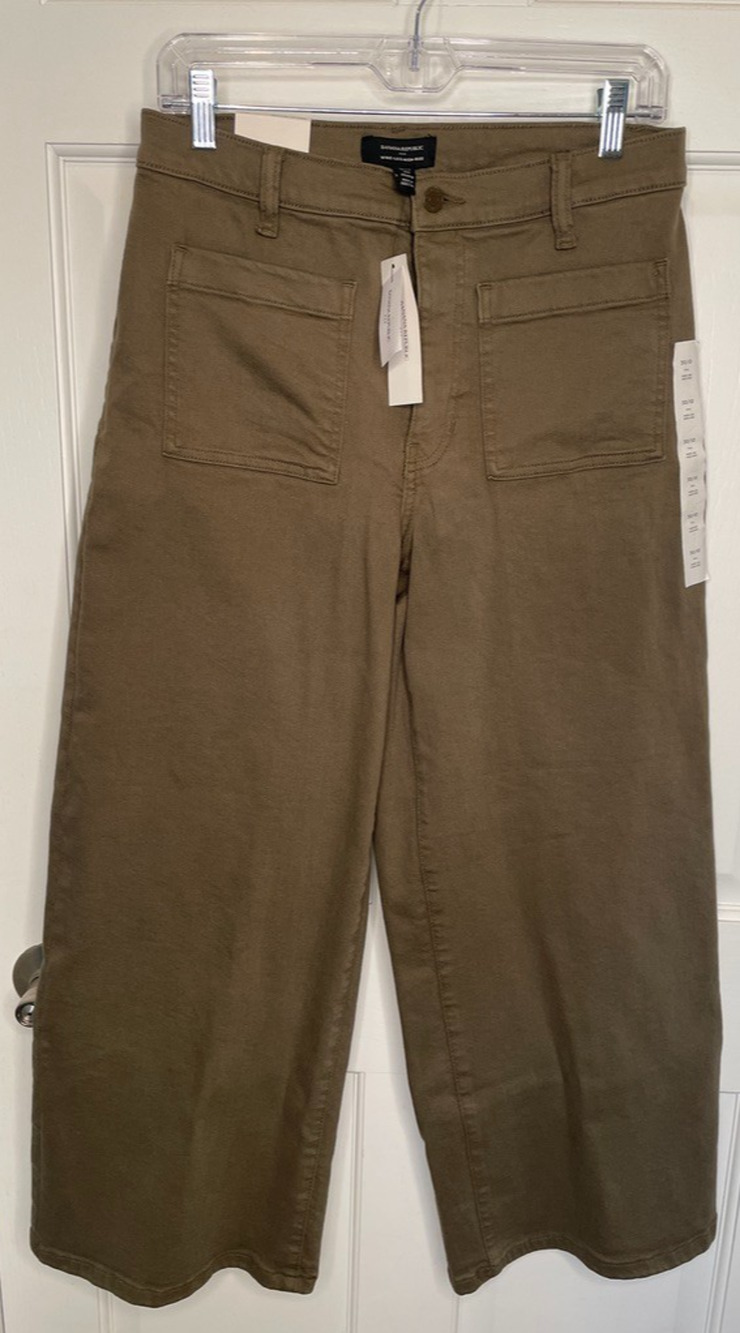 NWT Banana Republic Women's Wide Leg High-Rise Cropped Pant Sz 10 Tall Utility